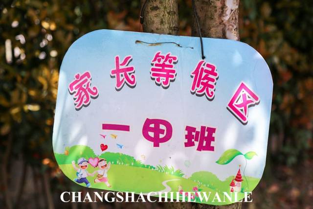 校门口依然保留了林荫小道, 还有专门规划出的家长等候区