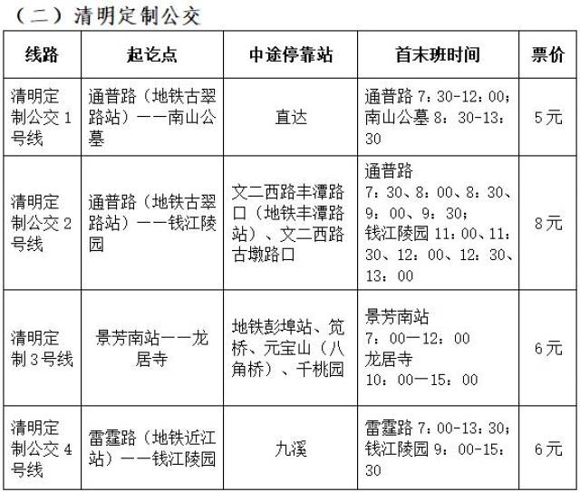 杭州公交集团将开通13条前往 南山公墓,半山公墓,安贤园, 钱江陵园等