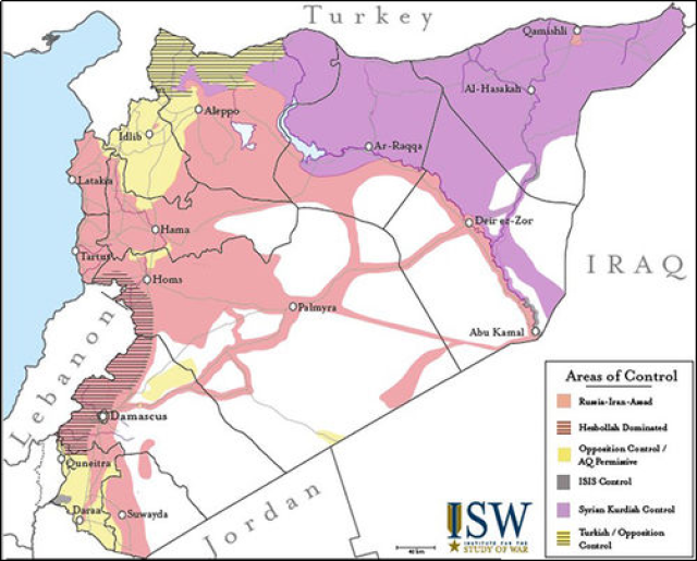 图表  :截止至2018年3月的叙利亚内战形势图