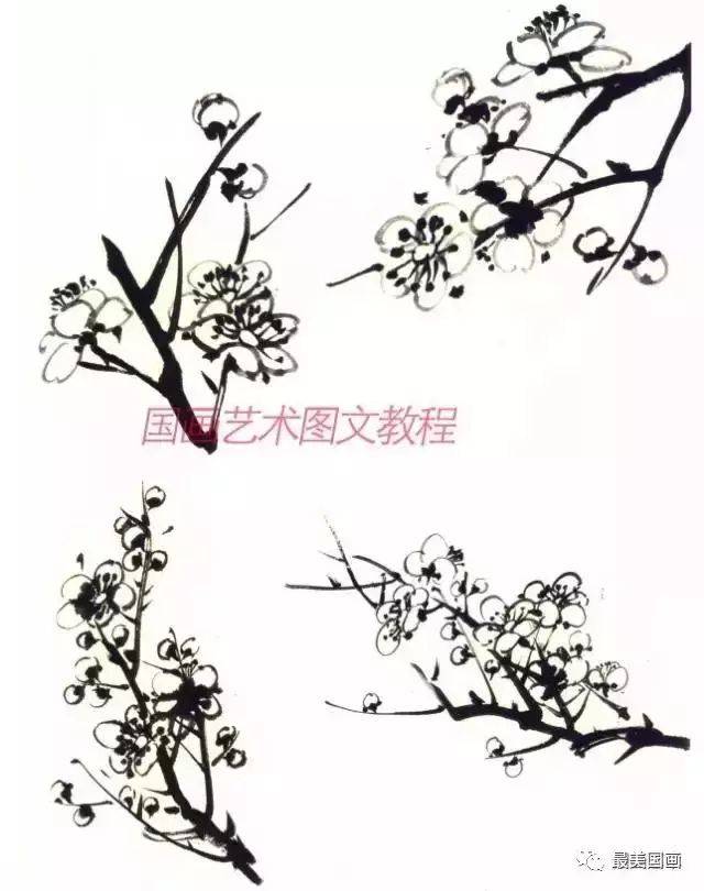 传统中国画基础技法详解:怎么画梅花,国画梅花画法技法步骤图