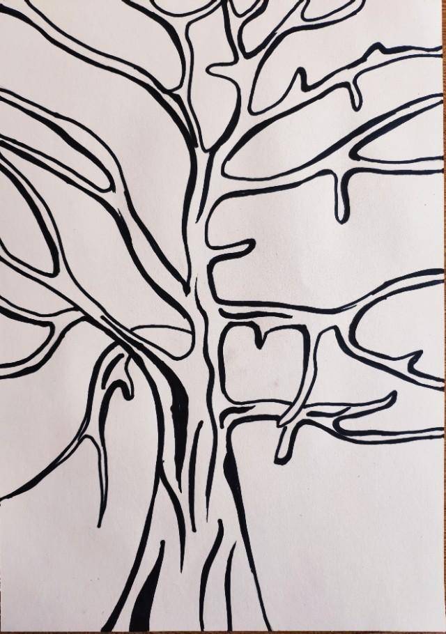 少儿线描课件教程:大树主题创意线描,春天的大树也可以五彩缤纷