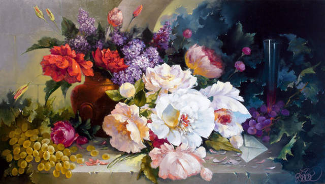 俄罗斯Anton Gortsevich花卉静物油画_搜狐网