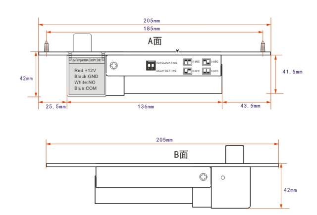 电插锁短板正面尺寸图 装饰面板尺寸图