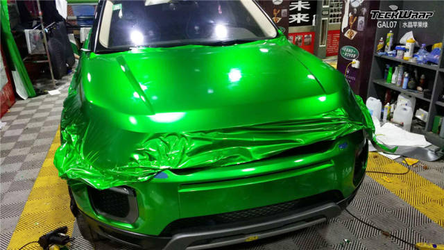 路虎汽车改色贴膜teckwrap美国秃鹰gal07水晶苹果绿_手机搜狐网