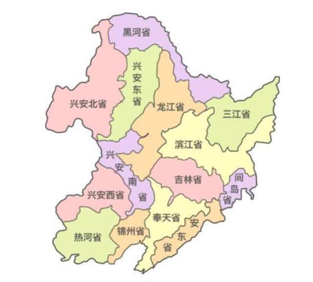 滿洲國行政區劃(1934-1939)1--6, 安東省,遼北省,松江省,合江省,嫩江