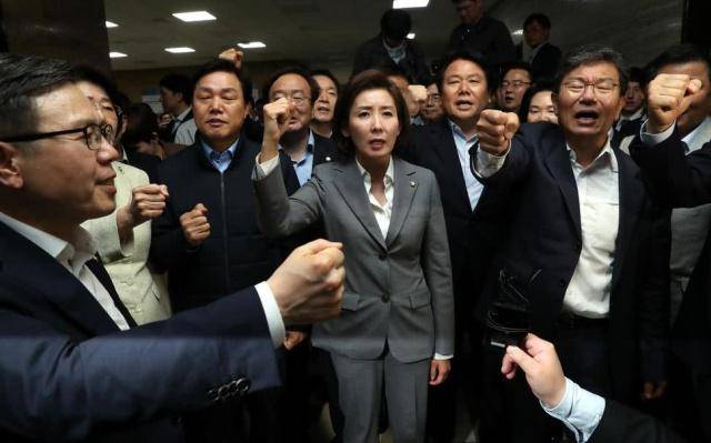 韩国议会再次上演议会暴力,自由韩国党美女党鞭罗卿媛亲自挂帅!