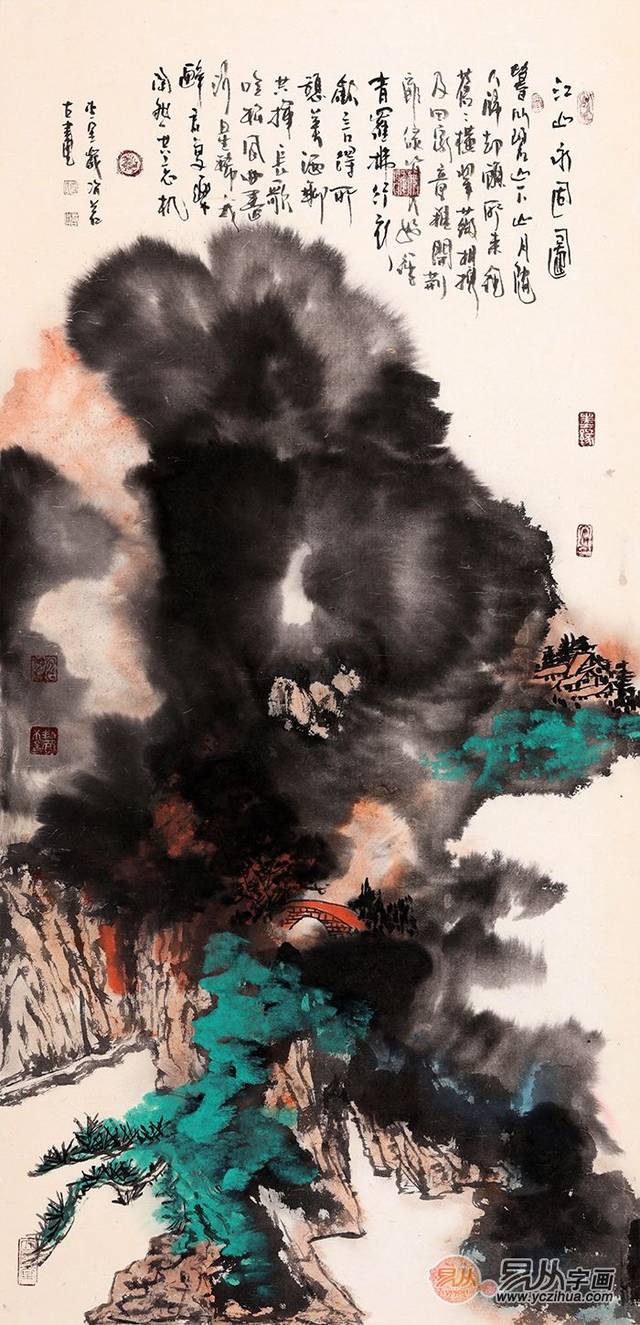 记张大千再传弟子张若古的泼彩艺术_搜狐网