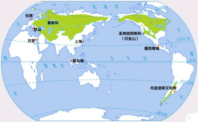 溫帶季風氣候分佈圖 ▼