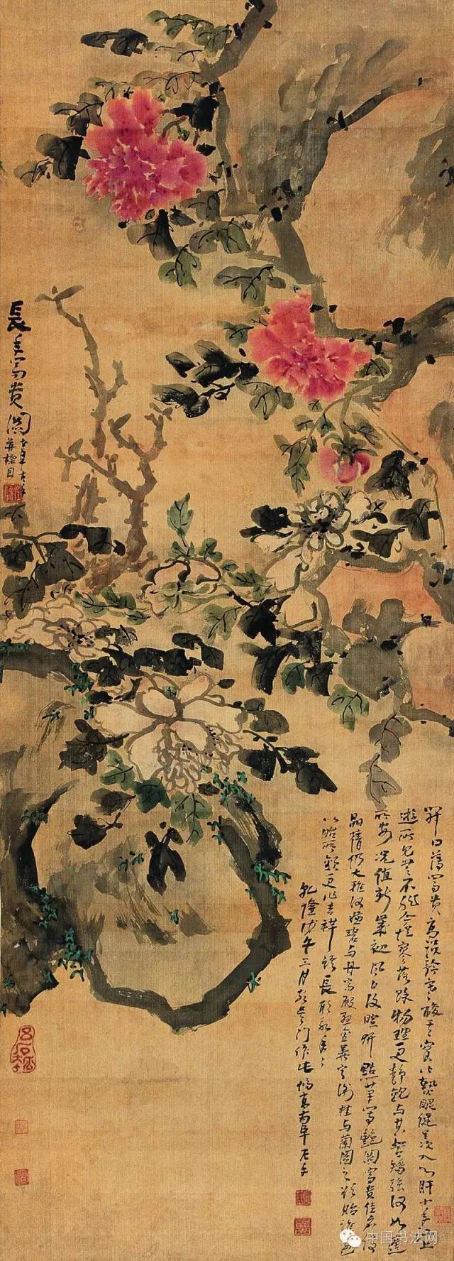 清 高凤翰 草堂艺菊图 纸本水墨淡设色 122x51cm 日本大阪市立美术馆