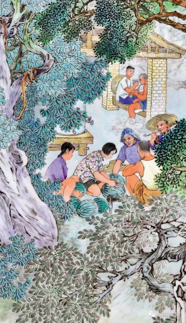 中国美術 清末 民国早期 淺降彩瑞獸紋瓷板 中国美術 清末 民国早期 淺降彩瑞獸紋瓷板