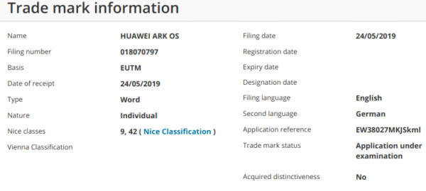 华为鸿蒙海外版出现华为在欧洲注册“ARK OS”商标_手机搜狐网