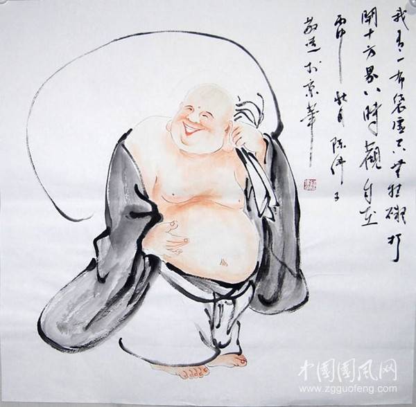 水墨画 布袋和尚 水墨画シリーズ（27） 禅画・布袋和尚 2題 : 四季の花図鑑