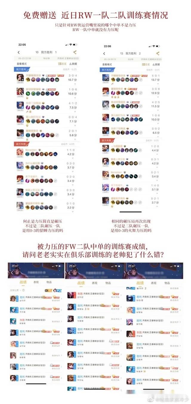 RW杨过力压老帅?老帅训练赛战绩曝光,网友吐