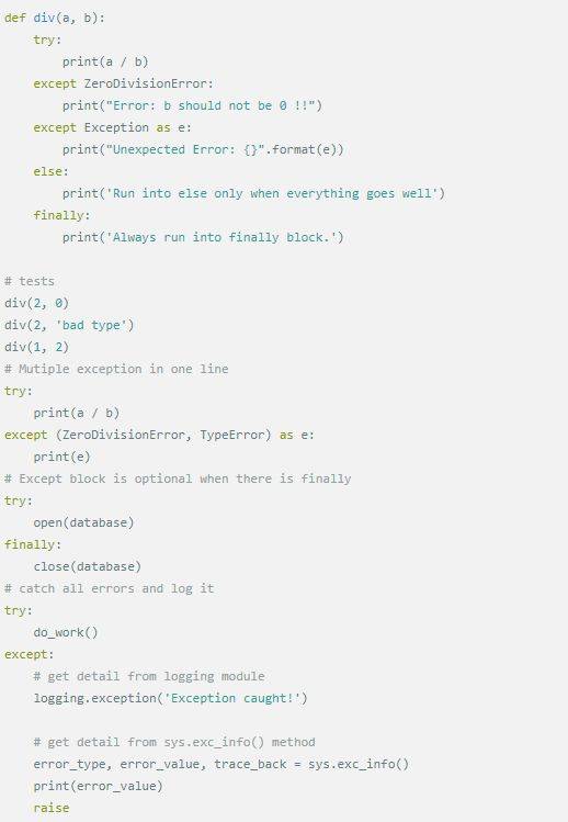 Python 异常处理知识点汇总,五分钟就能学会