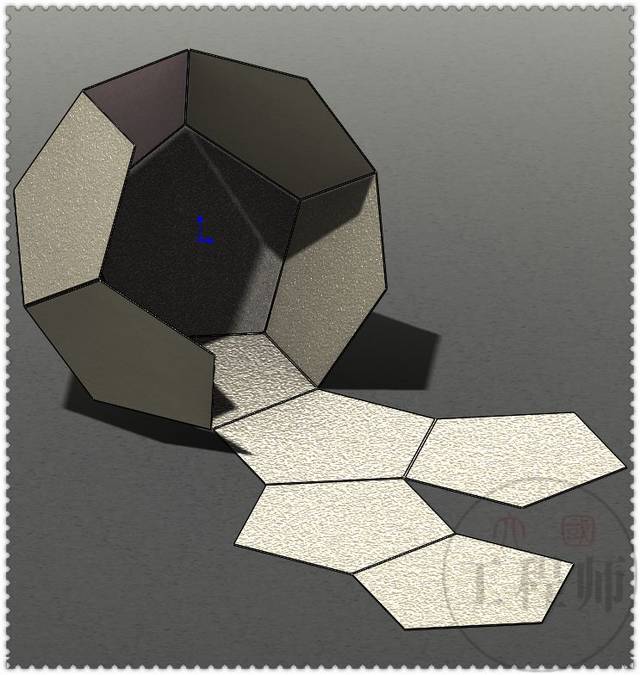 用solidworks建模一个正十二面体,然后转换为钣金