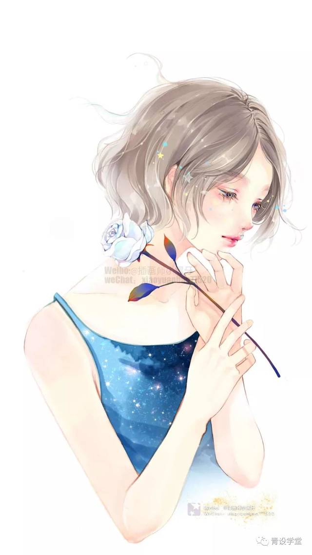 青设学堂第六十期插画师小黑牙唯美少女风插画来袭第二期