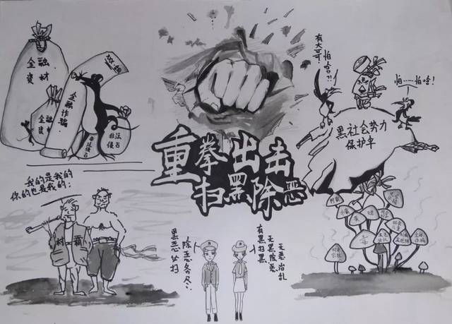 【扫黑除恶"扫黑除恶扬正气,携手共建平安校"主题绘画获奖作品展