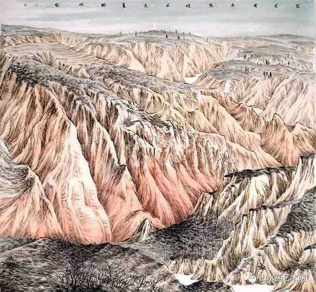 黄土高坡山水画图片