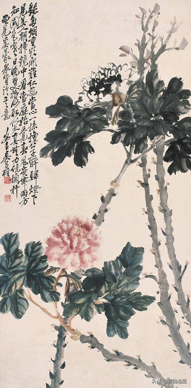 清末海派四大家之一,吴昌硕《牡丹图》欣赏