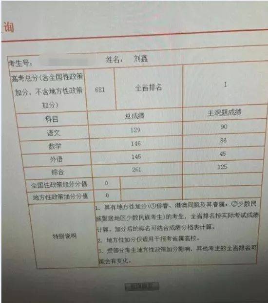 今天,高考成绩公布,阜阳文理科状元均来自太和一中!