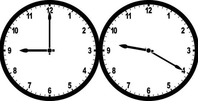 在一个时钟上,大致的记住9:00和9:20指针所在的位置,在脑海中有个粗略