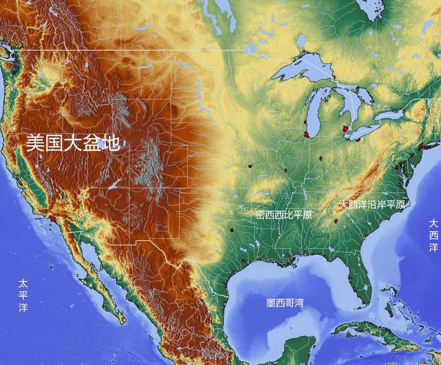 美国地形地貌图图片