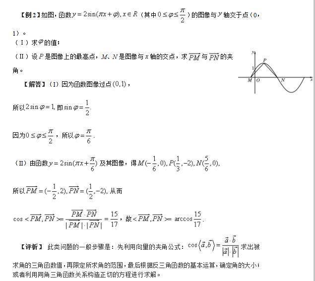 高中数学:三角函数与平面向量综合问题-6种