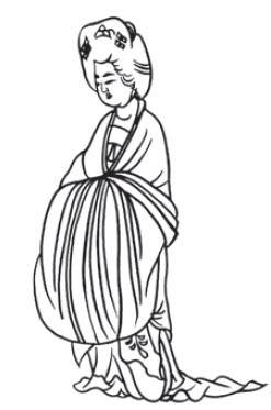 163-11-1 敦煌绢画《来迎图》中梳峨髻的贵妇回鹘髻本是回鹘妇女的