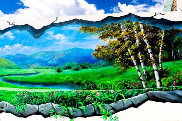 青海最美村庄[峰堆乡上一村]当艺术涂鸦墙绘遇上多彩乡村,夏日风景