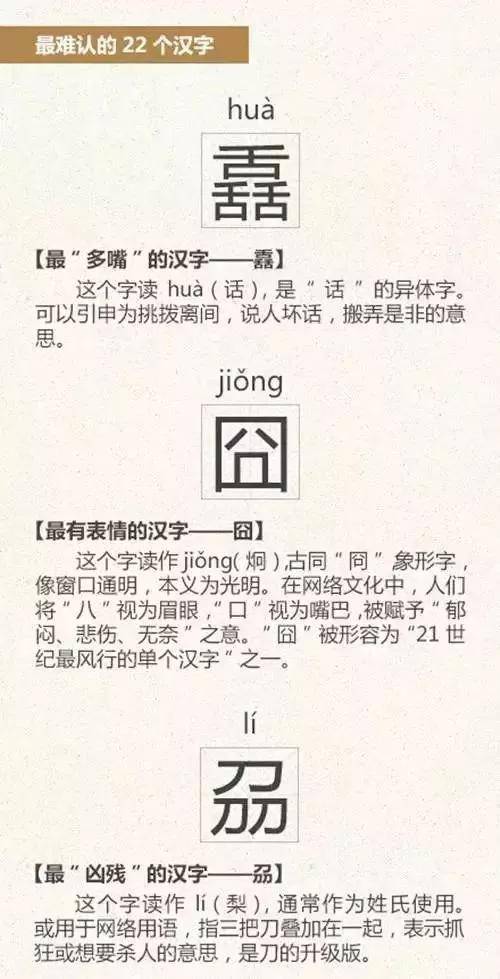 最难认的22个汉字,能认出5个以上都神了!