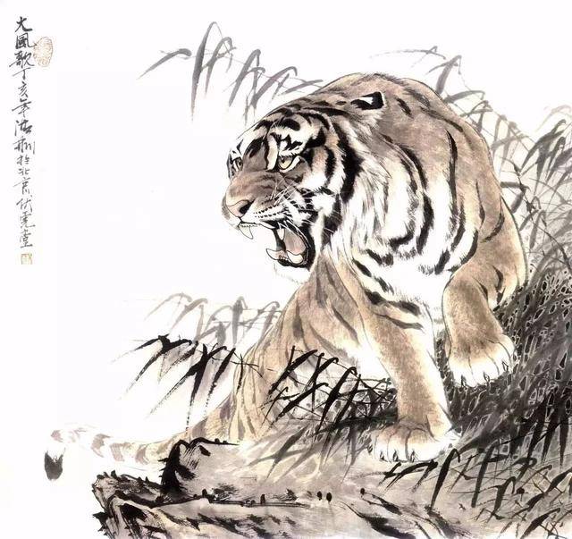 分享一组老虎写意国画作品_搜狐网
