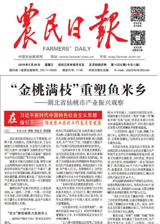 咱大仙桃又登上中央级报纸《农民日报》啦!