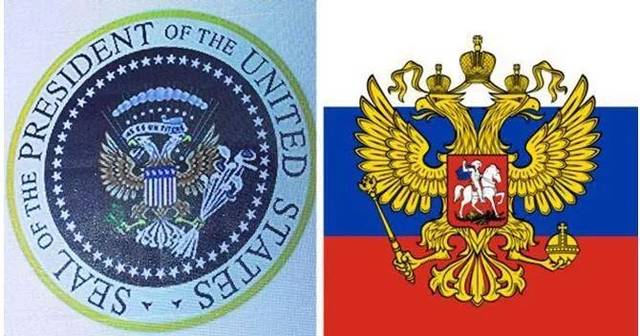 从谷歌下张图,特朗普背后就飞起"俄罗斯双头鹰"