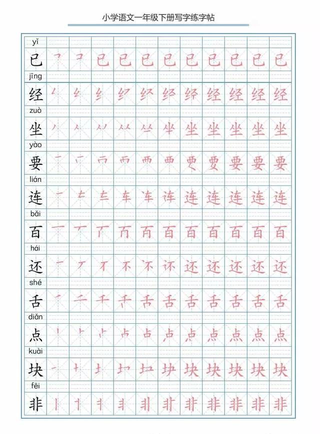 【暑期必练】部编版语文1-6年级生字书写字帖(含笔顺,组词,描红,可