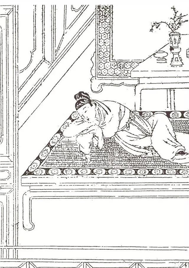 古代床线稿图片
