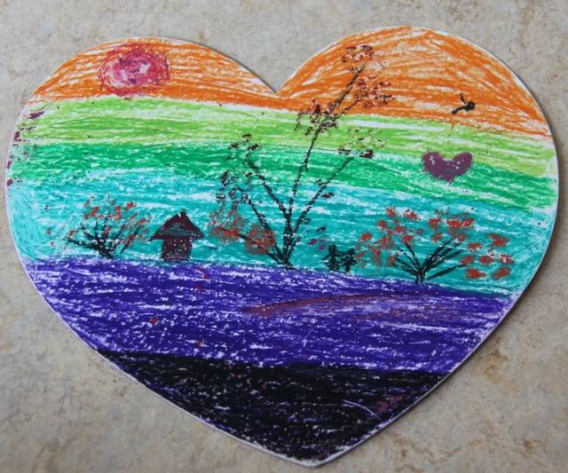 蜡笔画《黄昏》李宸萱 中三班