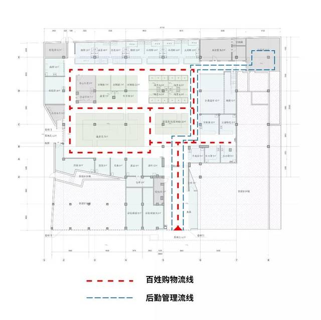 改造后菜场平面布置图,疏散动线,空间更加流畅