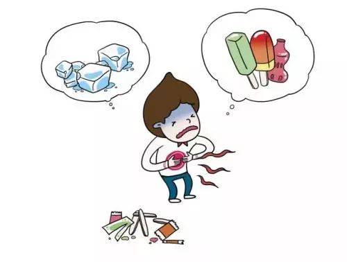 如吃冷饮,冷食,可引起胃粘膜血管收缩,胃液分泌减少,导致食欲下降和