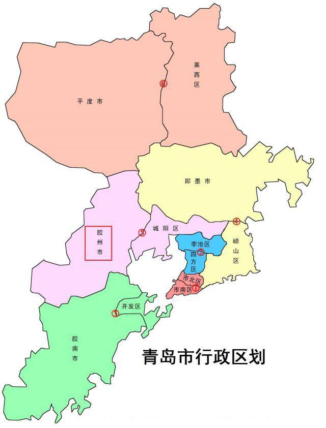 山东省青岛市行政区划地图 下面就是胶州市靠近胶州湾的地方,这也是