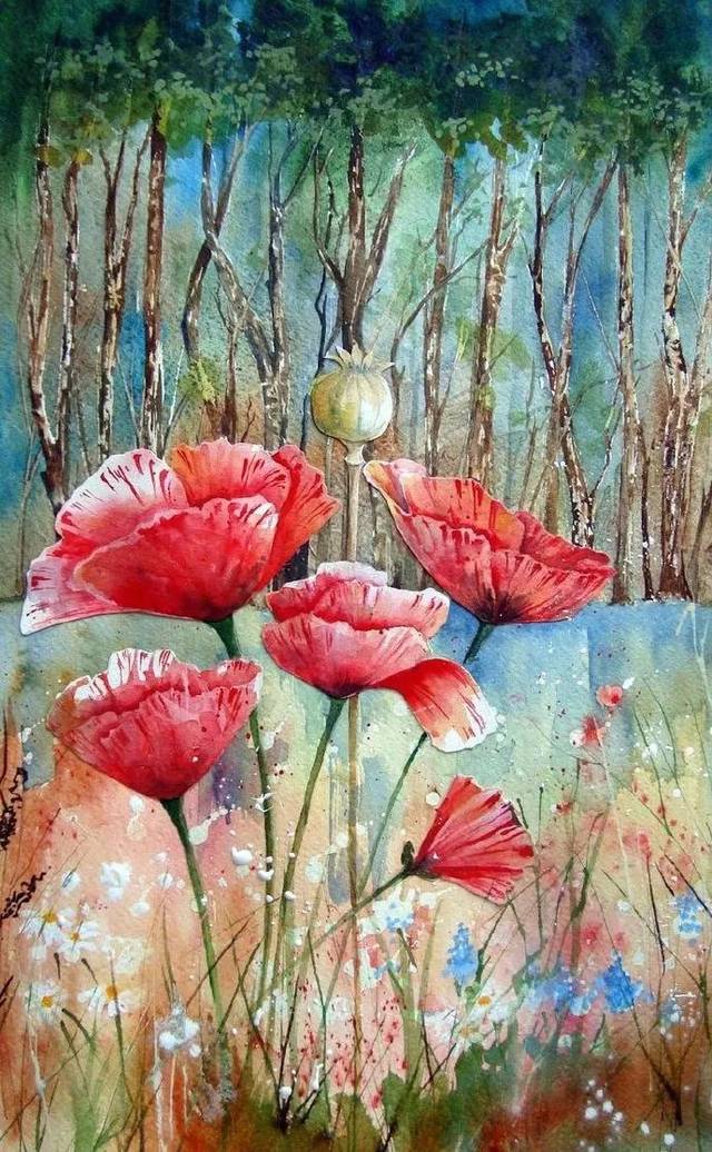 灵动的水彩花卉还有大师的花卉教程哦