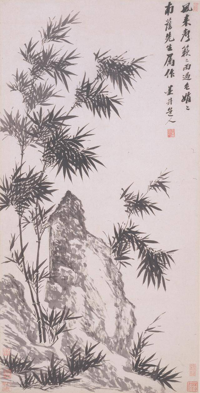 《竹石圖》軸,清,吳歷,紙本水墨,縱95.4釐米,橫48.