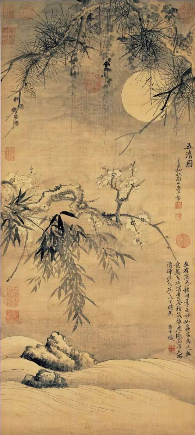 中国文人画里的岁寒三友——松竹梅，平和宁静，超逸淡然_山水