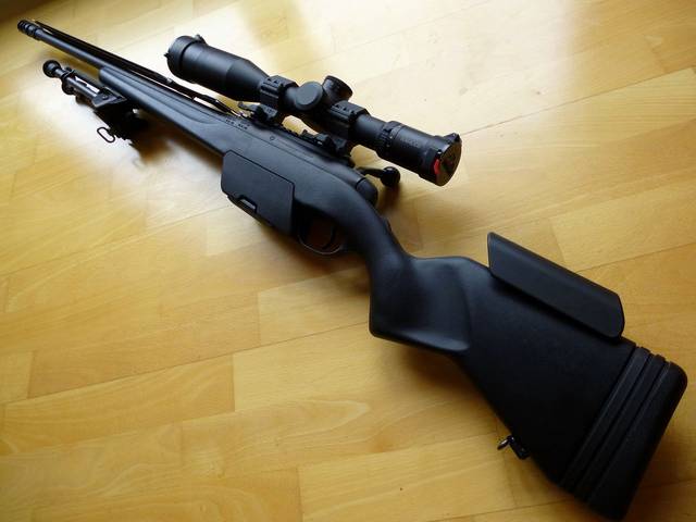 斯太尔一开始在04年拿出了一款称之为ssg04的狙击枪,它的性能上其实是