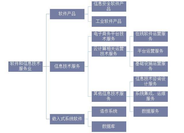 中国软件和信息技术服务业分类情况