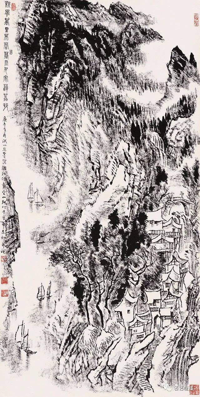 【高清】中国美术馆藏:张仃焦墨山水画,笔力遒强,空灵苍健,独树一帜!