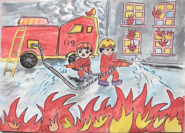 三年级消防绘画一等奖图片