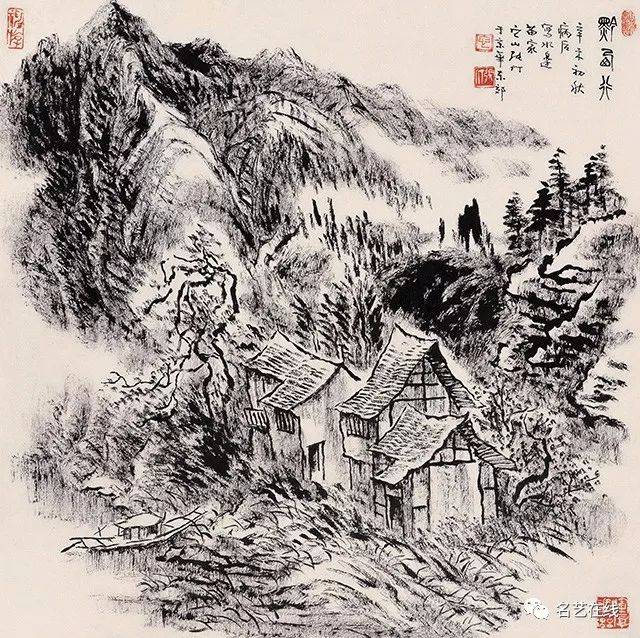 【高清】中国美术馆藏:张仃焦墨山水画,笔力遒强,空灵苍健,独树一帜!