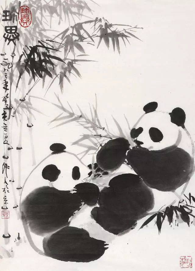 大熊猫的资料中国画图片