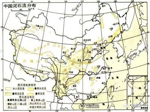 我国泥石流分布图中国泥石流的分布,明显受地形,地质和降水条件的控制