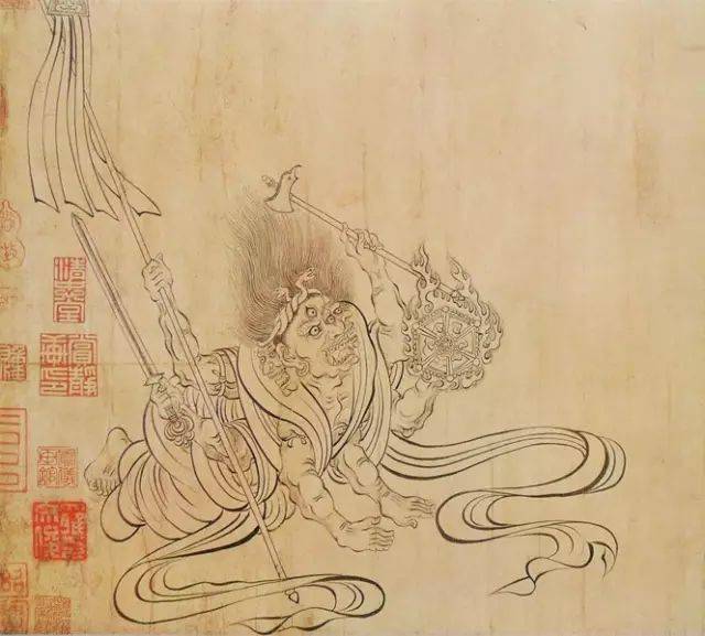 中国古美術・純手描き・吴道子人物画芯・觀音画像167x86cm・書画・絹本・仏像 唐·吴道子《送子天王图》长卷高清赏析_搜狐网